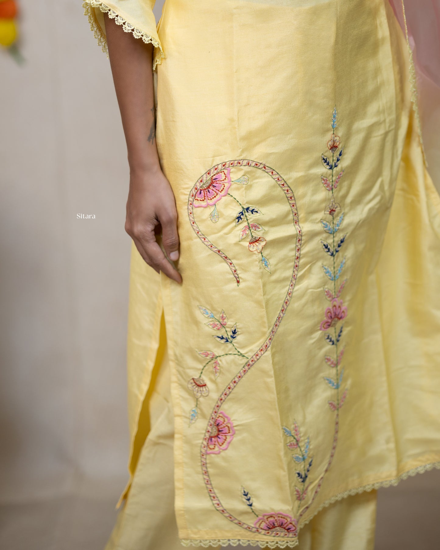 Embroidered Kurta set with Pant & Dupatta